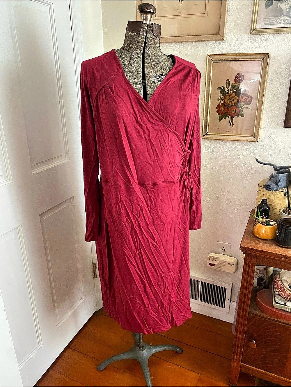The ABLE Label Wrap Midi Dress in Maroon Size Large Adaptive Accessible chic